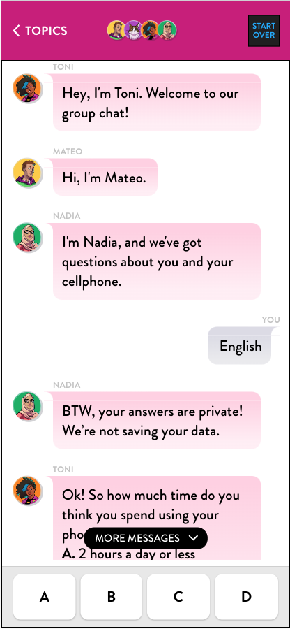 Chatbot Single Topic Screen